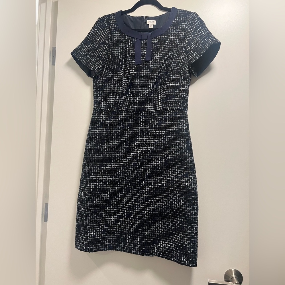 J. Crew Navy and White Tweed Mini Dress